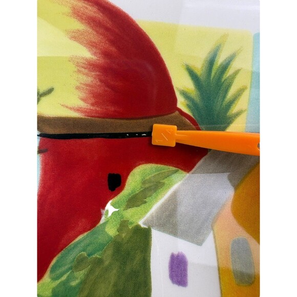 VTG Pier 1 One Villa del Sol Hand-Painted Square Plate Vibrant Village Folk Art - Picture 9 of 15